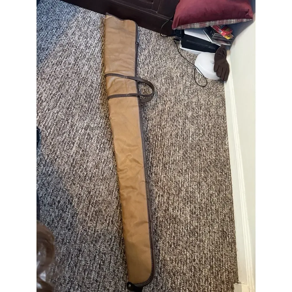Vintage Folsom Straight Shoot Rifle Case Canvas Leather Trim Hunting Gun Case